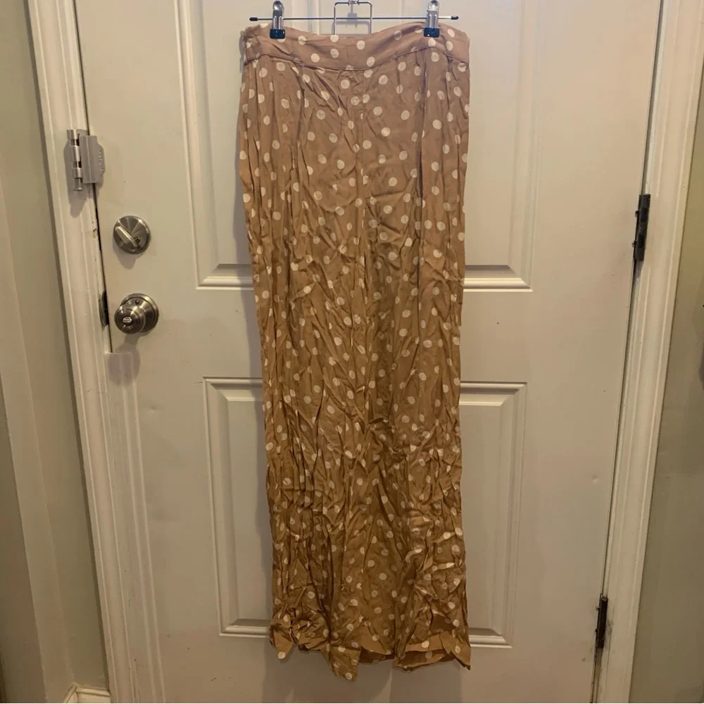 Tularosa Latte Tan White Polka Dot Maxi Marley Pant Viscose Trousers M $148.00 - Picture 13 of 14